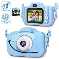 Kids Cameras 1080P HD Digital Cameras 2 Inch Screen Dual Lens Instant Camera 20MP Selfie Camera with 32 GB Card Birthday Festival Gifts for Kid