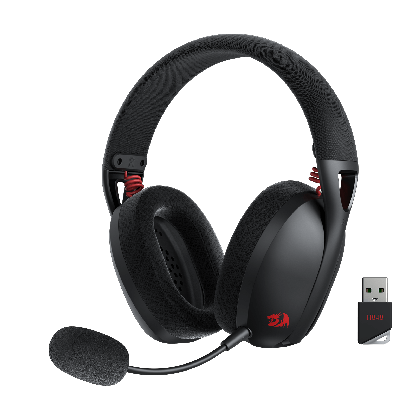 Redragon H848 Bluetooth Wireless Gaming Headset - Lightweight - 7.1 Surround Sound - 40MM Drivers - Detachable Microphone, Black 