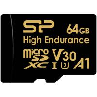 Silicon Power 64GB High Endurance 4K MicroSDXC with Adapter for 4K Videos, Car Dash Cam