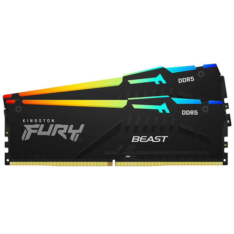 Kingston 16GB (2x8GB) KF560C36BBEAK2-16 Fury Beast RGB C36 6000MHz DDR5 RAM - Black