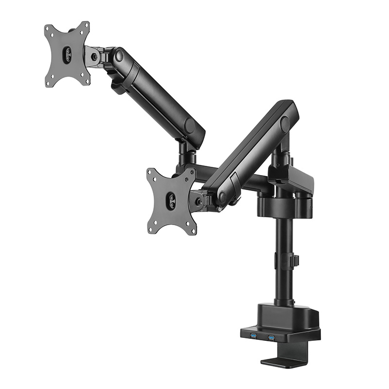 Brateck Dual Monitor Slim Pole Spring Assisted Monitor Arm with USB