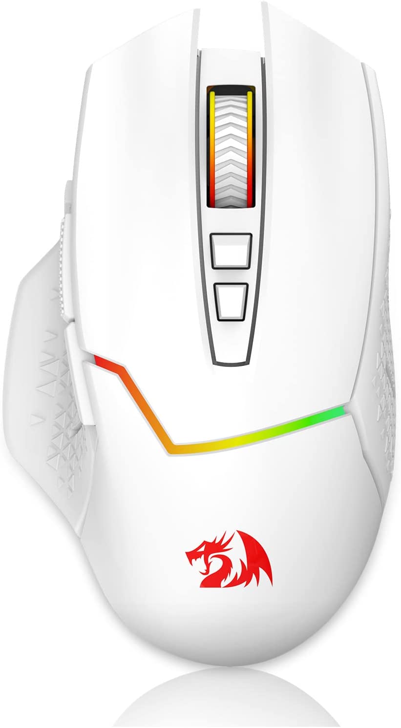 Redragon M690 PRO Wireless Gaming Mouse, 8000 DPI Wired/Wireless Gamer Mouse w/Rapid Fire Key, 8 Macro Buttons, Ergonomic Design, White