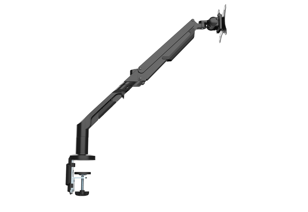 Loctek 17"-36" Single Gas Spring Monitor Stand - Aluminum Arm - Black - Swivel 180deg - Quick Release VESA Plate - VESA 75 & 100mm - Max Load 3-12 KG