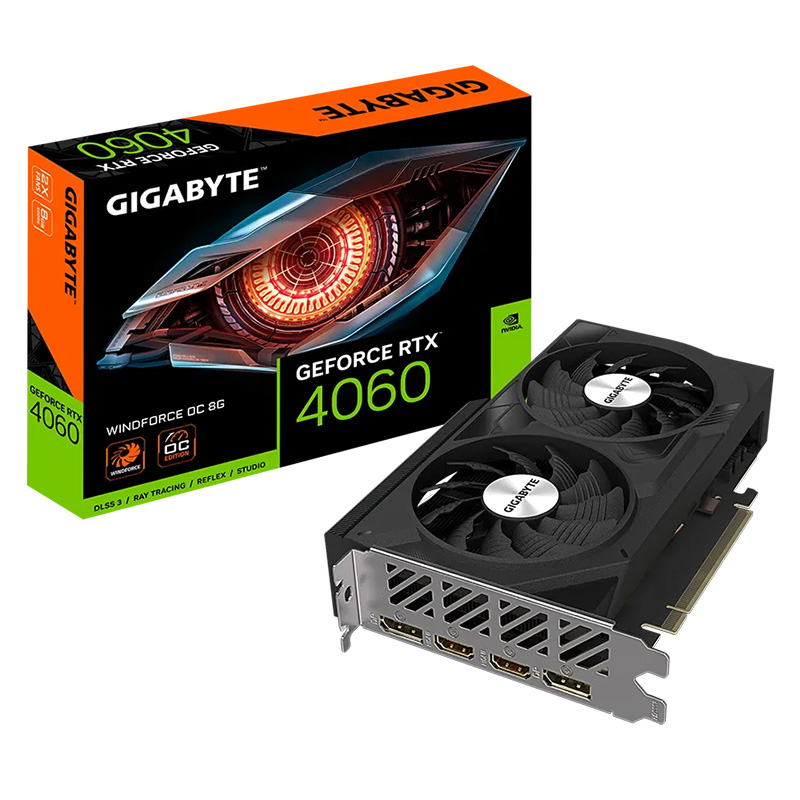 Gigabyte GeForce RTX 4060 WindForce OC 8G Graphics Card (GV-N4060WF2-OC-8GD)