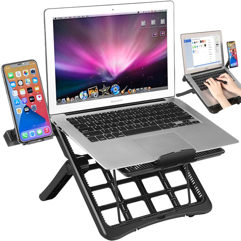 Laptop Stand for Desk Laptop Riser with Phone Holder Ergonomic Laptop Holder Easy to Sit or Stand Work with 7 Height & Angle Adjustable Computer Stand