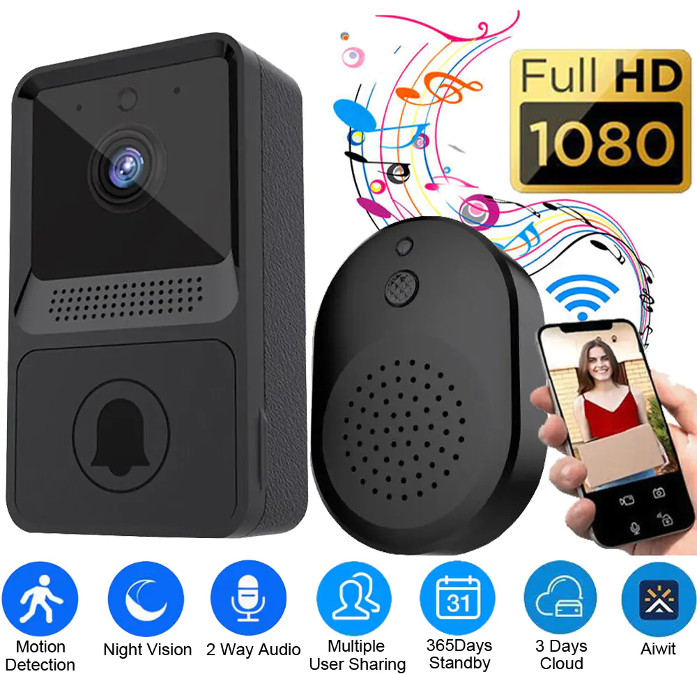 ADC-VDB780B-W115C-BNDL - Alarm.com WiFi 1080p Battery-Powered Video  Doorbell Camera and Smart Chime Bundle
