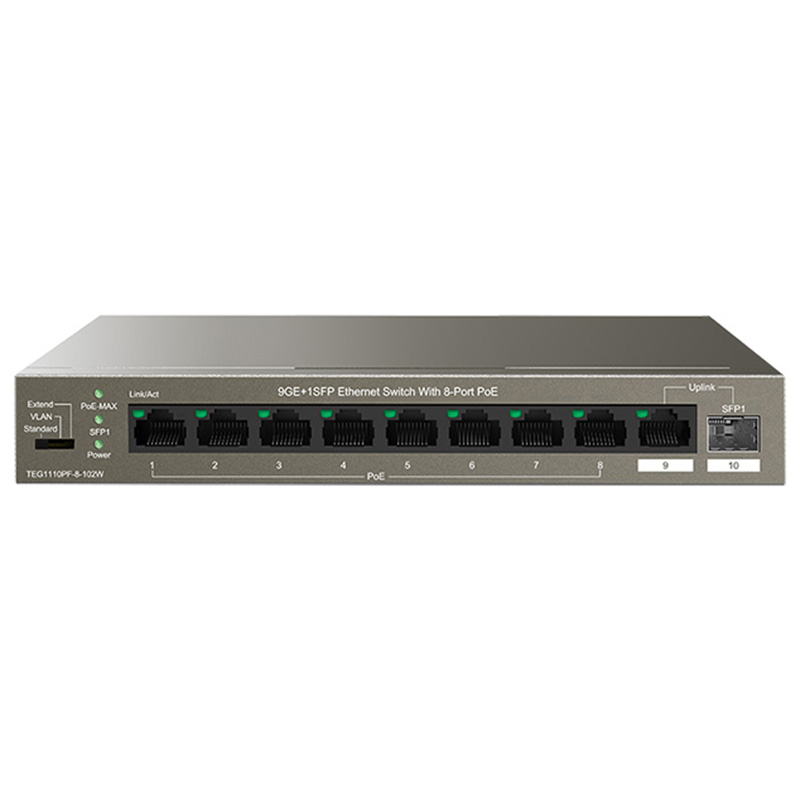 Tenda 8-Port Gigabit Desktop Switch with 8-Port PoE+ (TEG1110PF-8-102W)