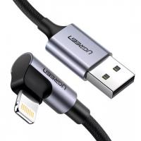 UGREEN Angled Lightning To USB 2.0 A Male Cable(90°  Angle) - 1M Black