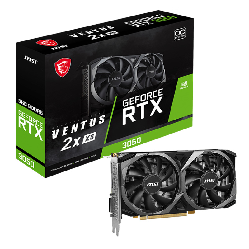 MSI GeForce RTX 3050 Ventus 2X XS OC 8G Graphics Card (GeForce RTX 3050 VENTUS 2X XS 8G OC)