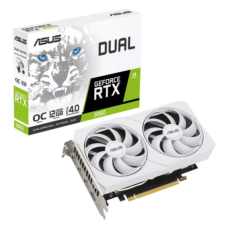 Asus GeForce RTX 3060 Dual 12G OC White Graphics Card (DUAL-RTX3060-O12G-WHITE)