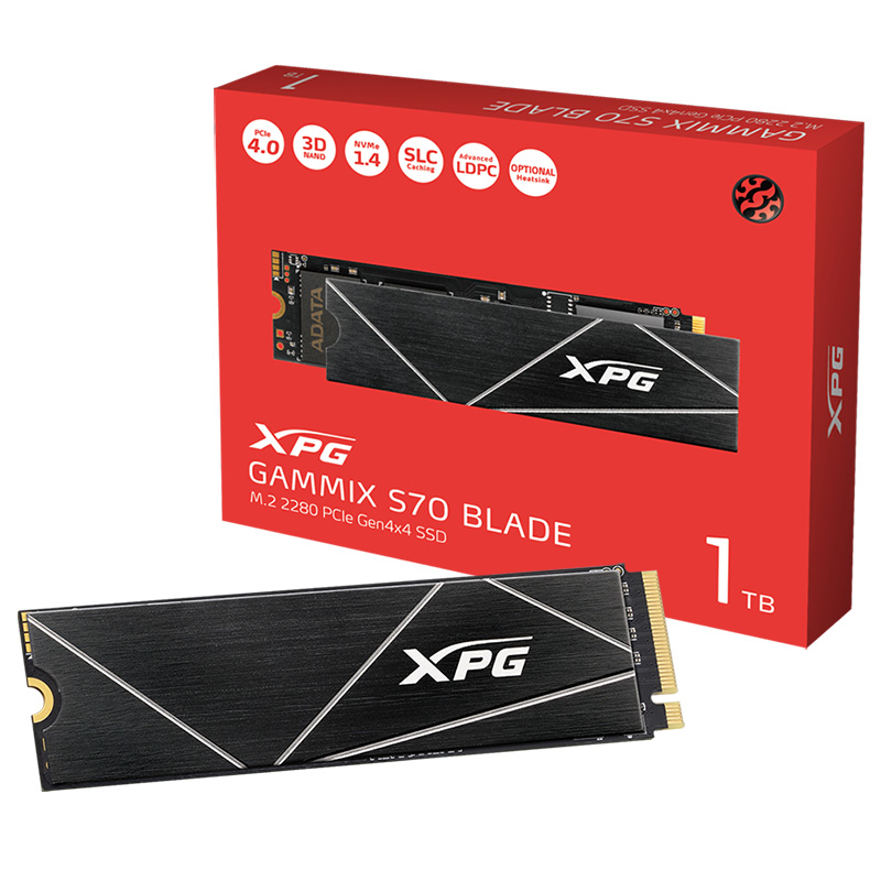 ADATA Gammix S70 Blade 1TB 2280 PCIe Gen4 M.2 NVMe SSD (AGAMMIXS70B-1T-CS)