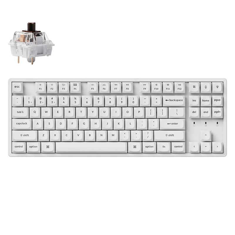 Keychron K8 Pro QMK/VIA Wireless Mechanical Keyboard RGB Backlight Aluminim Frame White Keycaps Keychron K Pro - Brown (KBKCK8PQ3BROWN)