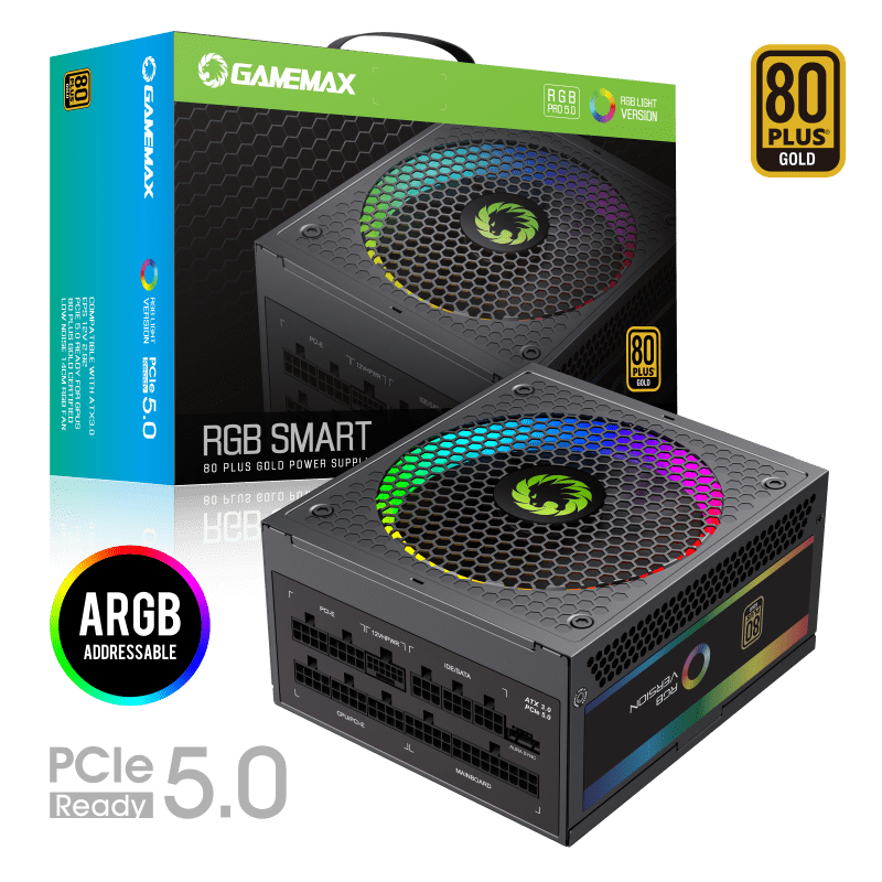 Gamemax RGB 1050W 80+Gold Power Supply ATX3.0 PCIE5
