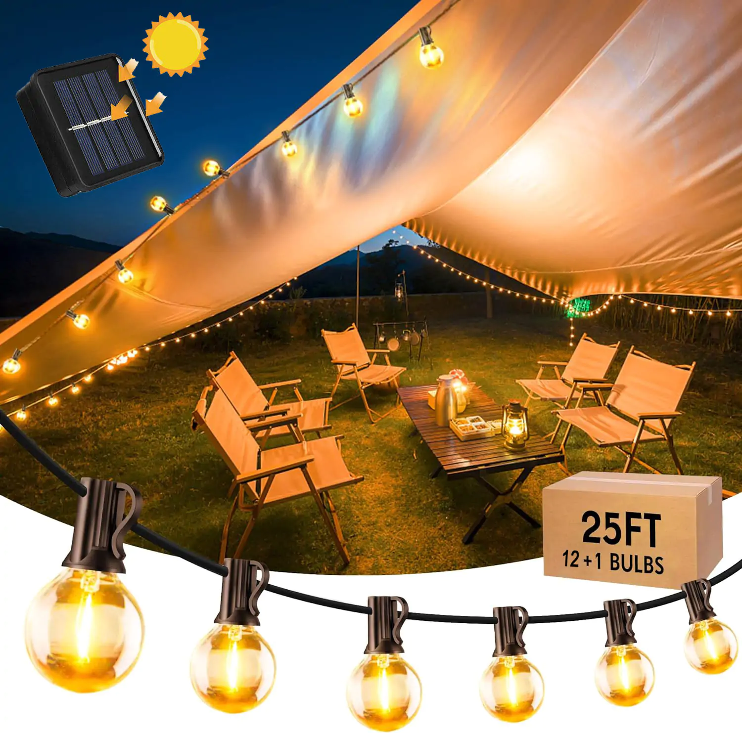 25 ft solar string outlet lights