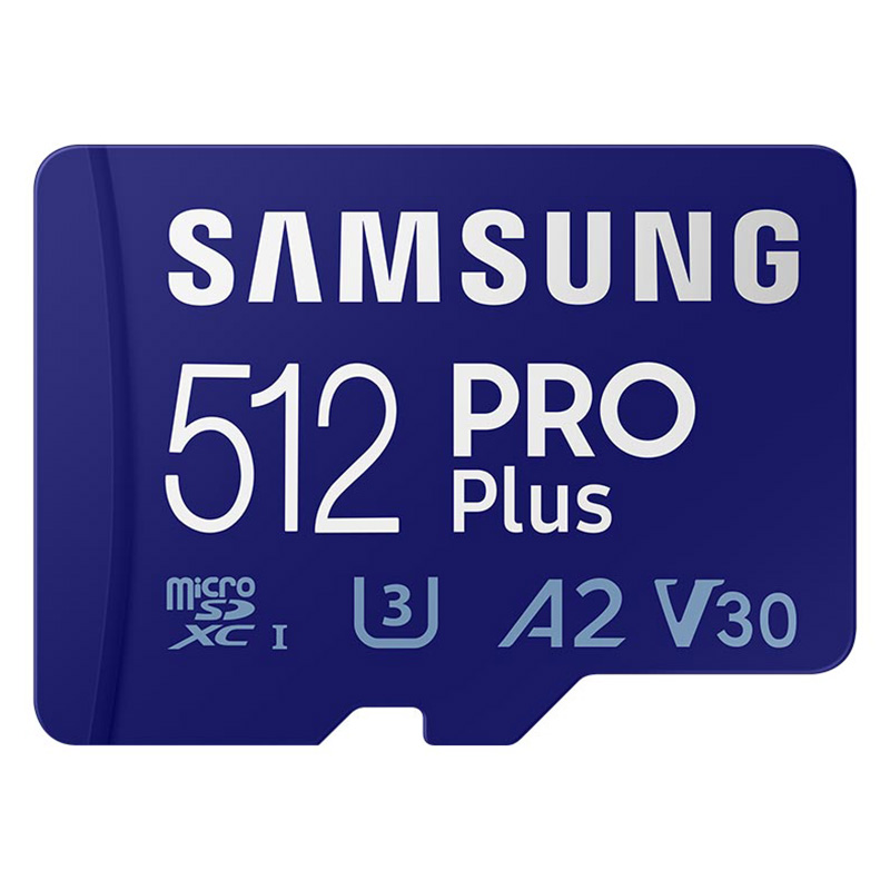 Samsung PRO Plus 512GB U3 V30 A2 Blue MicroSDXC Card with Adapter