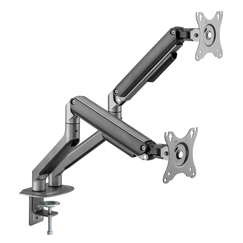 Brateck Dual Monitor Economical Spring-Assisted Monitor Arm for 17in to 32in Monitors - Space Grey