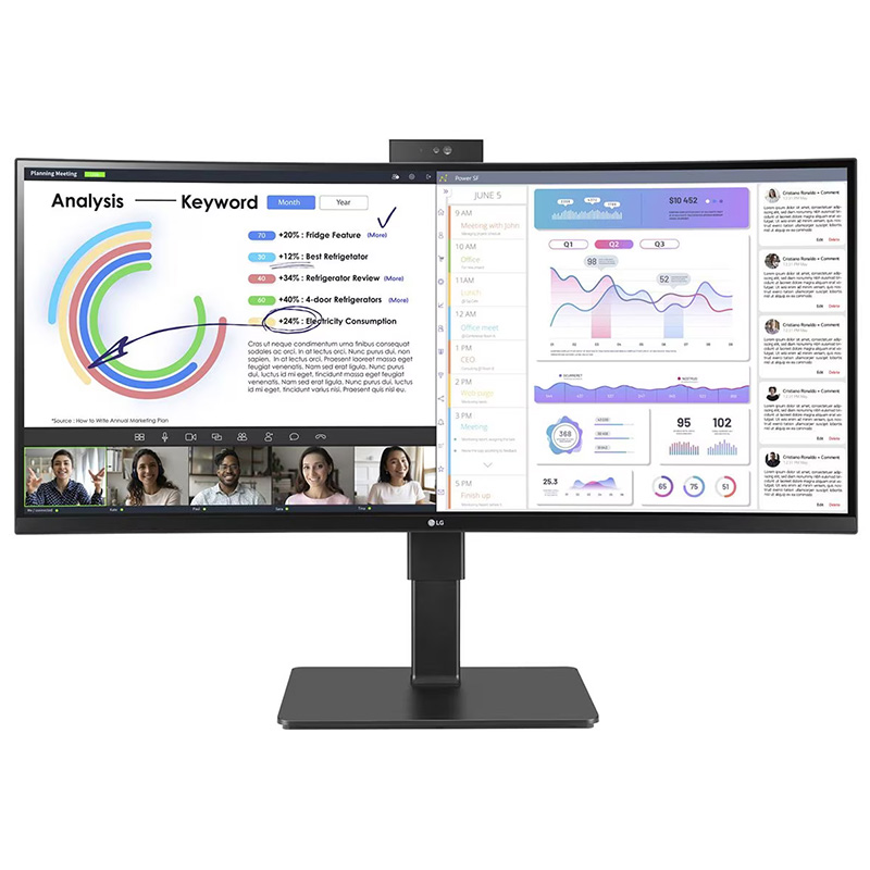 LG 34in UWQHD IPS Curved Webcam Monitor (34BQ77QC-B)