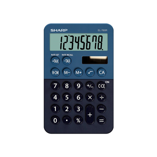 EL-760RB-BL Sharp 8 Digit Pocket Calculator with Twin Power - Blue