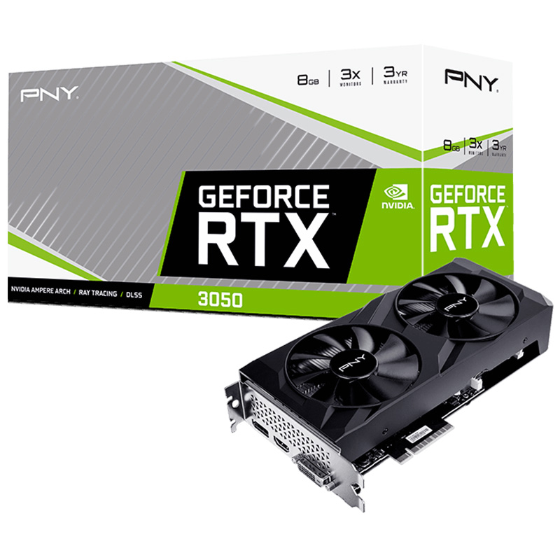 PNY GeForce RTX 3050 Verto Dual 8G Graphics Card (VCG30518DFBPB1)