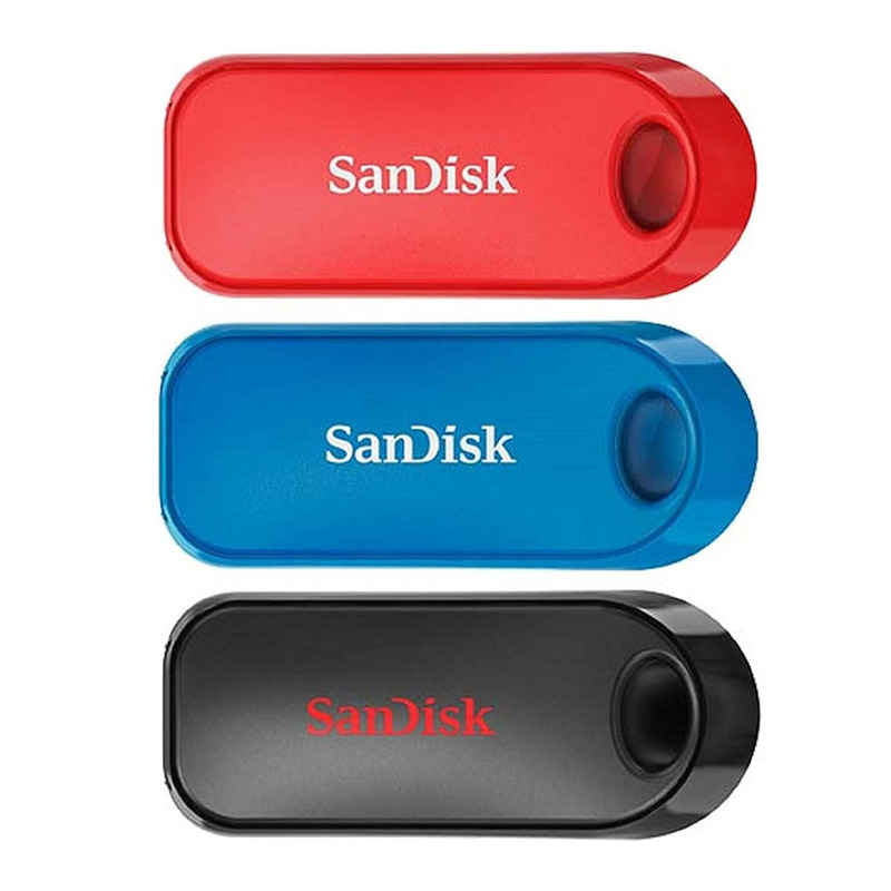SanDisk 32GB Cruzer Snap USB 2.0 Flash Drives Black/Blue/Red - 3 Pack