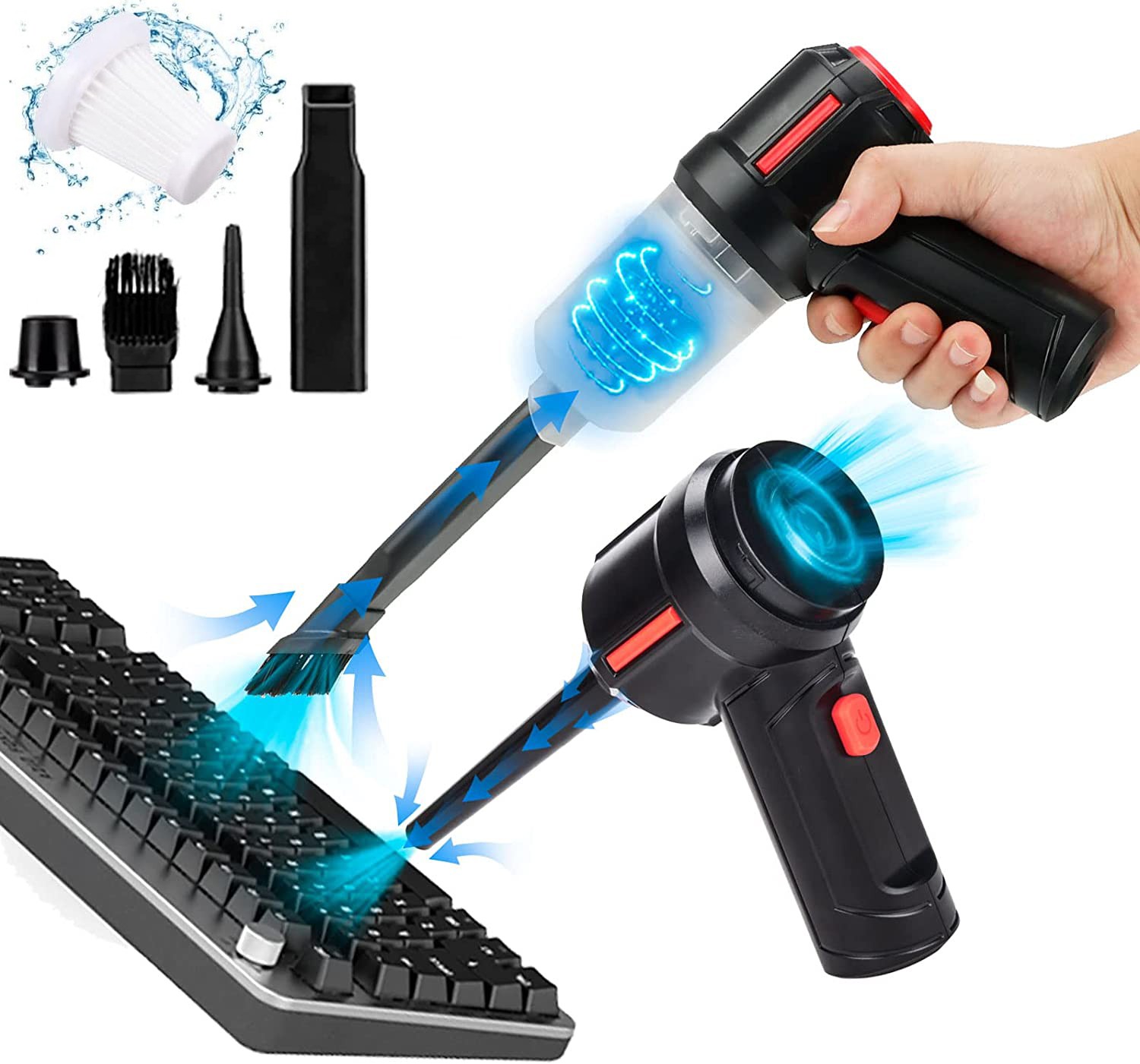 Keyboard Cleaner Kit 3-in-1 Computer Vacuum Cleaner Cordless Compressed Air Duster Rechargeable Car Hoover Handheld Mini Vacuum Keyboard Vacuum