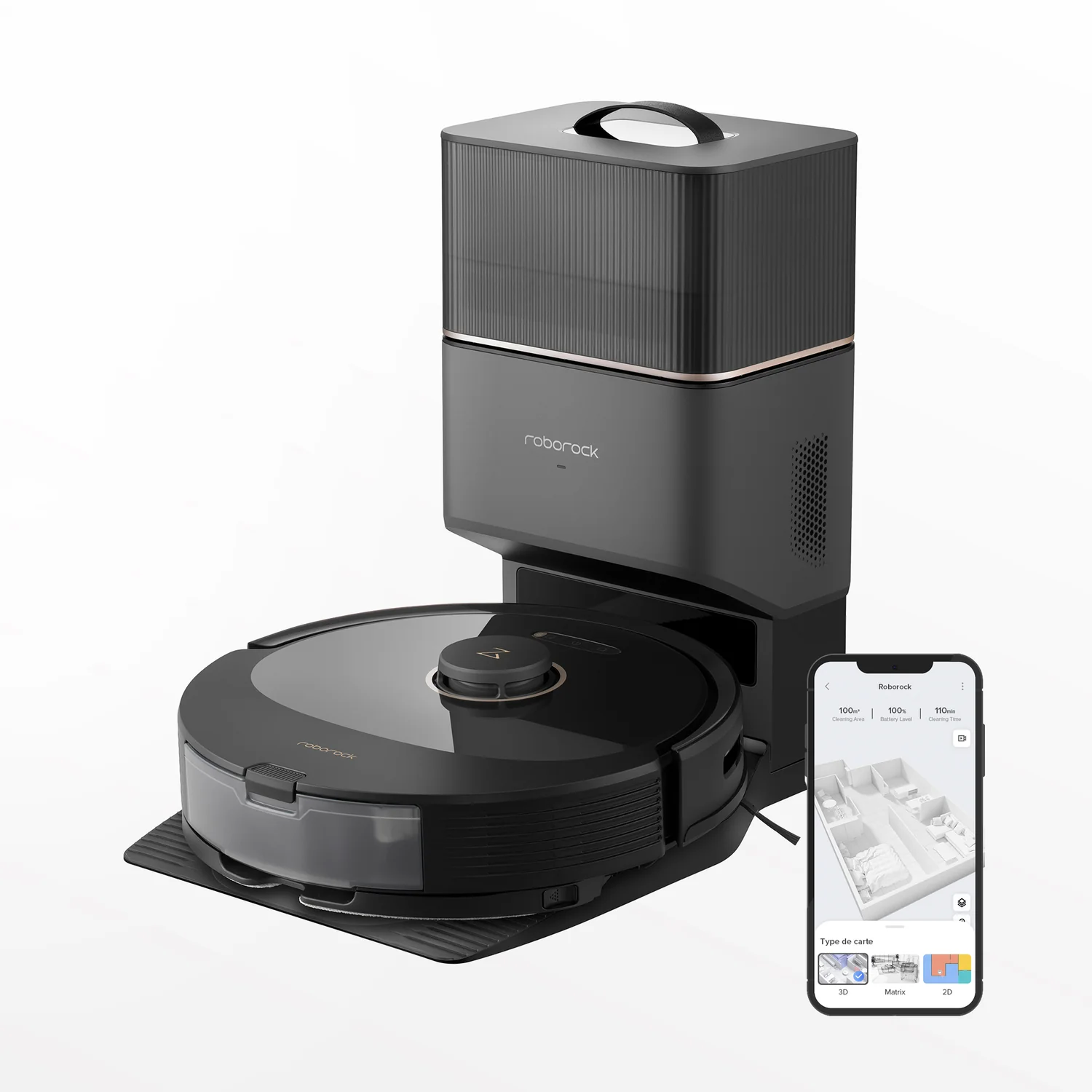 Roborock Q8 Max+ Robot Vacuum and Mop with Auto-Empty Dock - Black