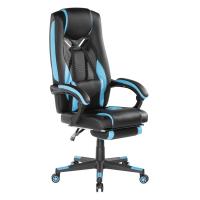 Brateck Premium PU Gaming Chair with Retractable Footrest - Black/Blue (CH06-26-B)