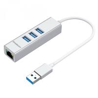 Simplecom 3 Port Aluminium USB-A Hub to USB-A with Gigabit Ethernet Adapter - Silver (CHN420-SL)