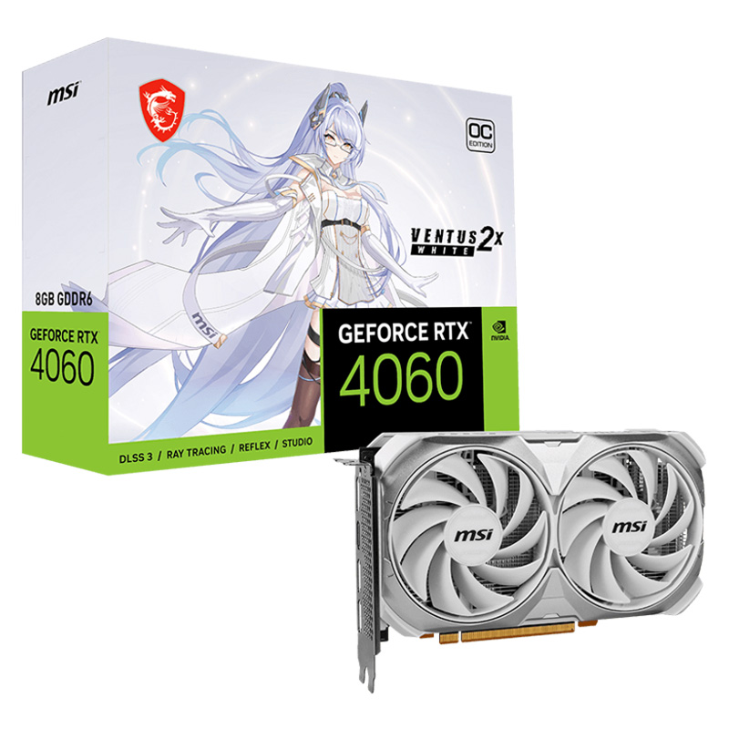 MSI GeForce RTX 4060 Ventus 2X White 8G OC VTS Graphics Card (GeForce RTX 4060 VENTUS 2X WHITE 8G OC VTS)