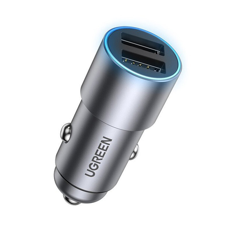 UGreen 24W Dual Port USB-A Car Charger - Grey