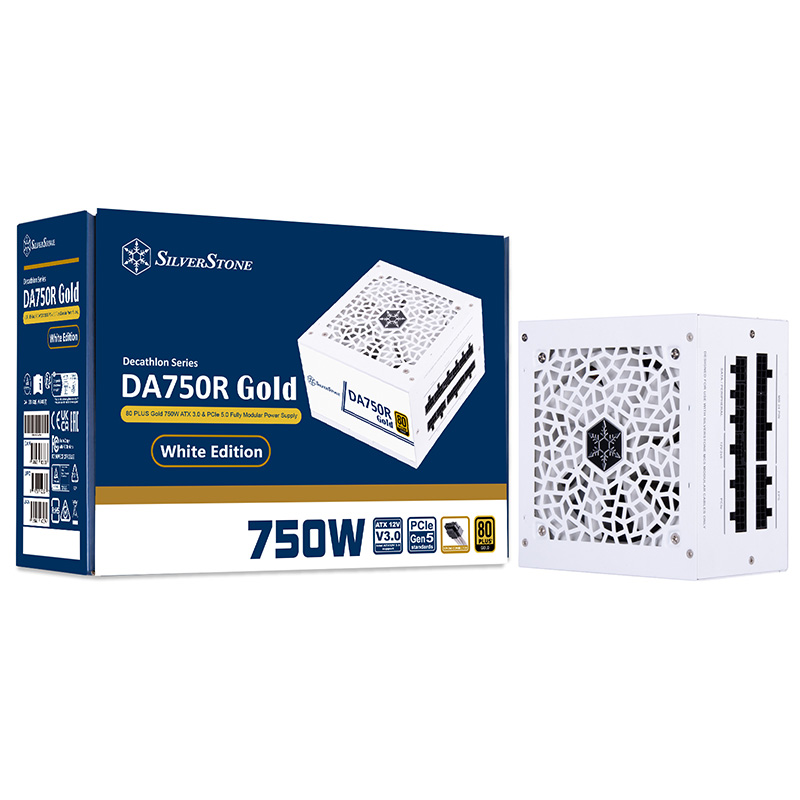 SilverStone 750W ATX 3.0 80+ Gold Power Supply - White (SST-DA750R-GMA-WWW)