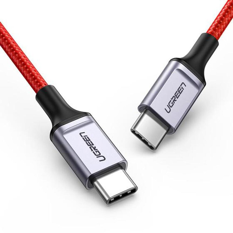 UGreen USB-C Male to USB-C Male Red Braided Cable 1m