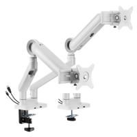 Brateck LDT75-C024UCS Designer Premium Dual Monitor Spring-Assisted Monitor Arm with USB Ports - White