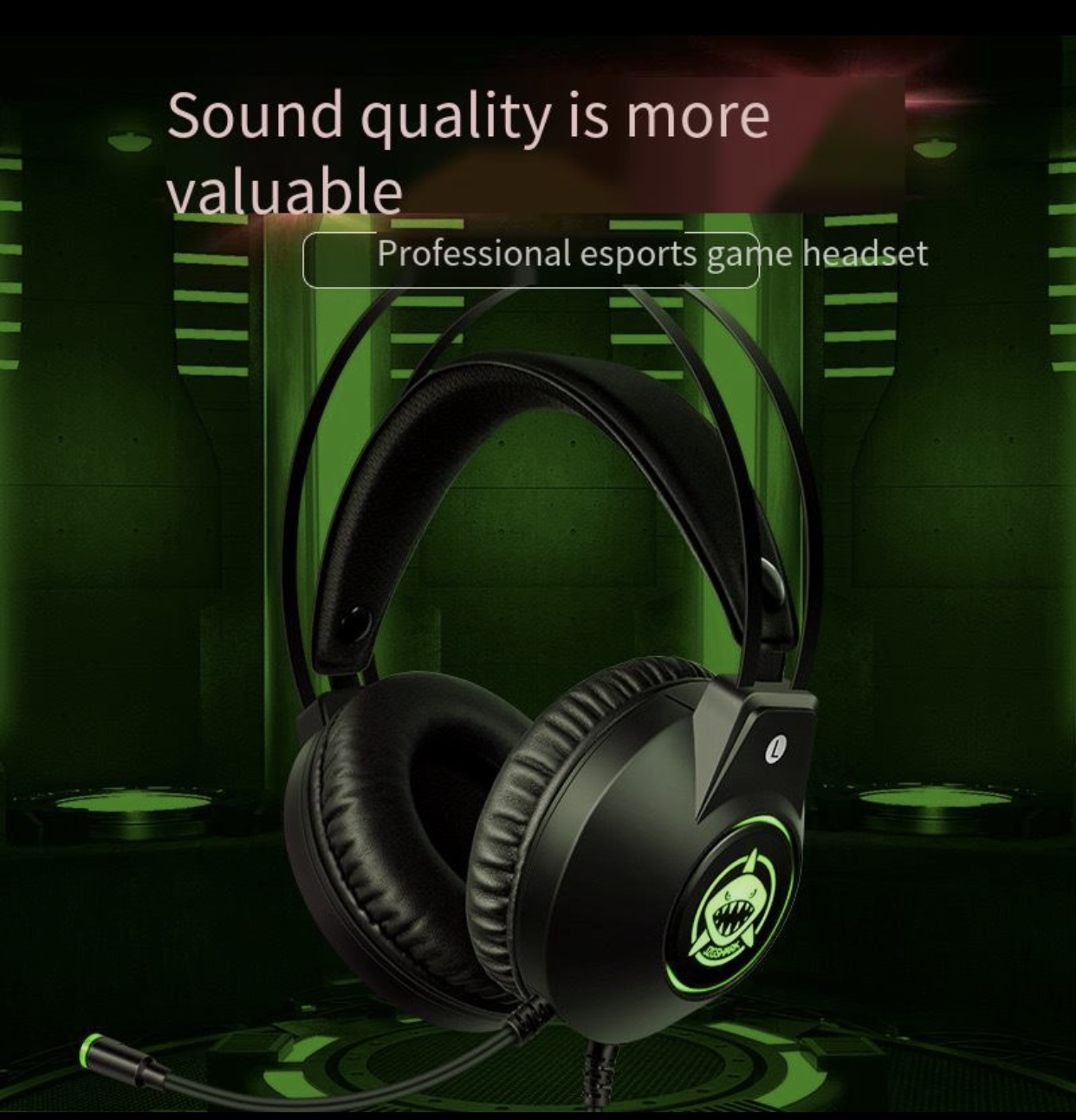 Green Shark's New Esports Headphones 7.1 Noise Reduction Game USB with Cable Earphones