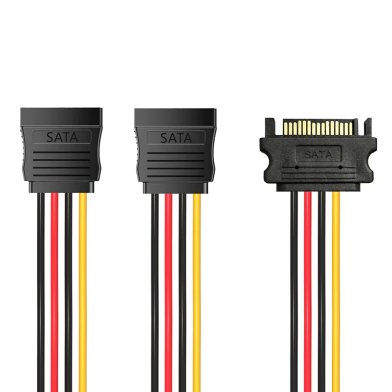 Cruxtec PST-15PT2-20BK SATA Power Splitter Cable 15pin Male to 2 x 15pin Female 20cm