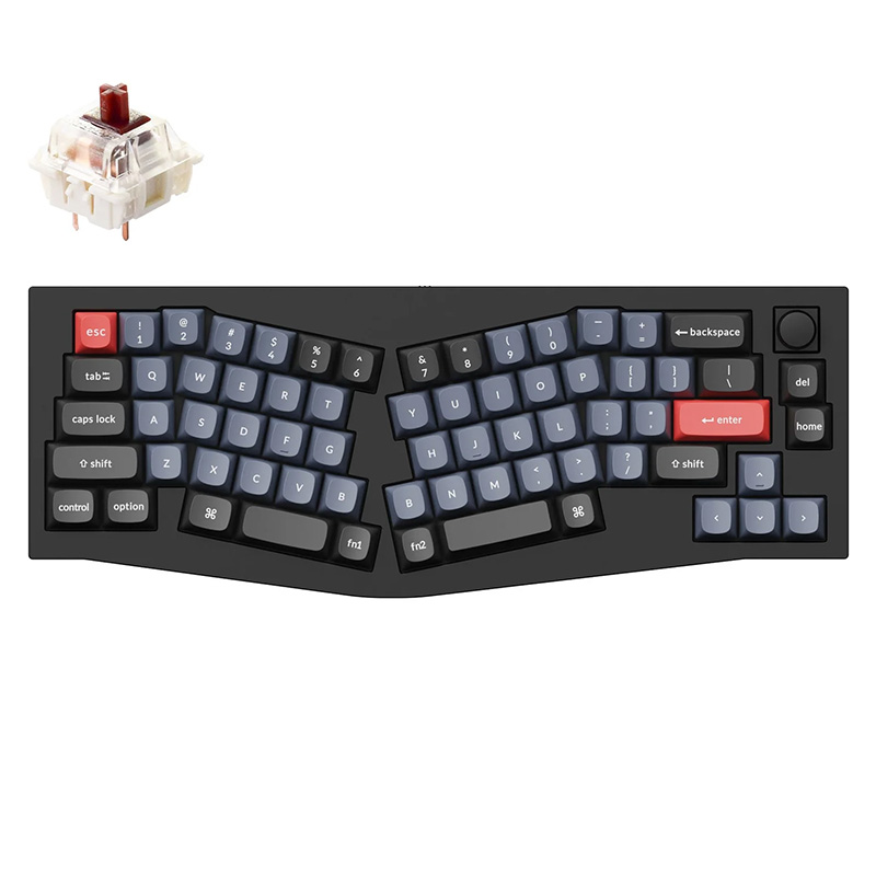 Keychron Q8-M3 Alice Layout QMK Custom Hot-Swappable Gateron Full Assembled Mechanical Keyboard Knob Version - Black (Brown Switch)