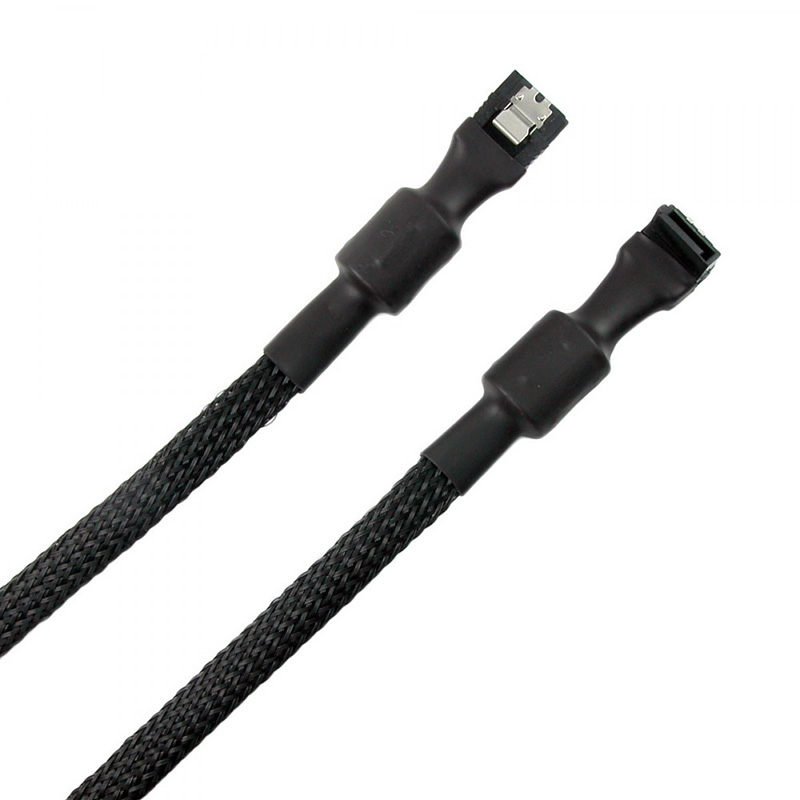 Simplecom CA110L Premium SATA 3 Data Sleeved Cable with Ferrite Bead Lead Clip Angle 50cm