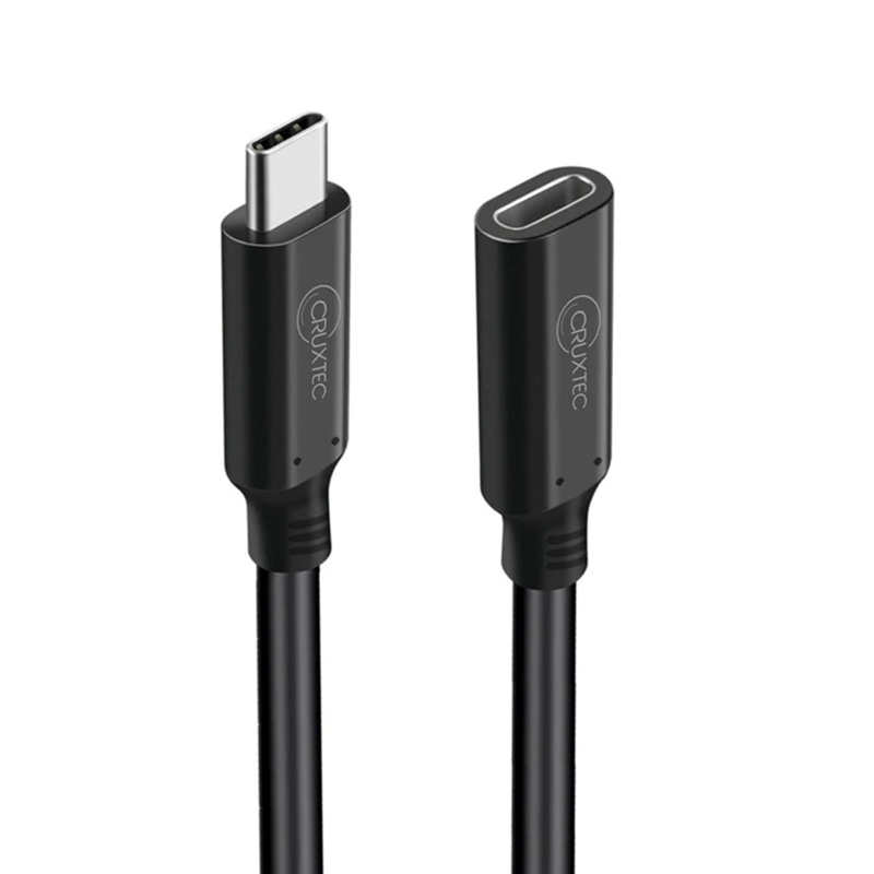 Cruxtec CTCF-10G-05BK USB-C Male to USB-C Female Extension Cable 50cm
