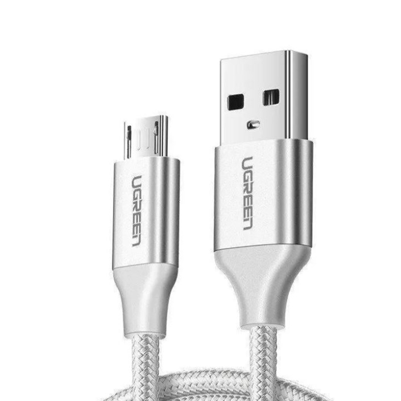 UGreen Braided USB-A to Micro USB Aluminium Case White Cable 1m