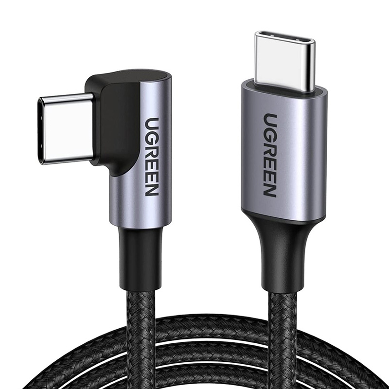 UGreen USB-C 2.0 Male To Angled USB-C 2.0 Male 3A Data Cable (90°Angle) 3M