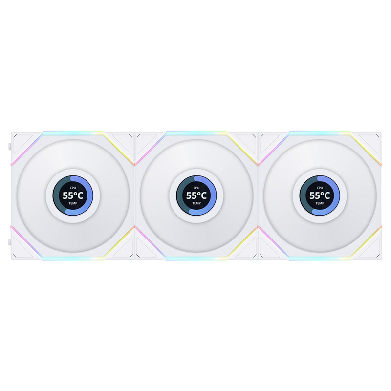 Lian Li UNI FAN TL LCD 120 Reverse Blade ARGB 120mm White PWM Fan - 3 Pack