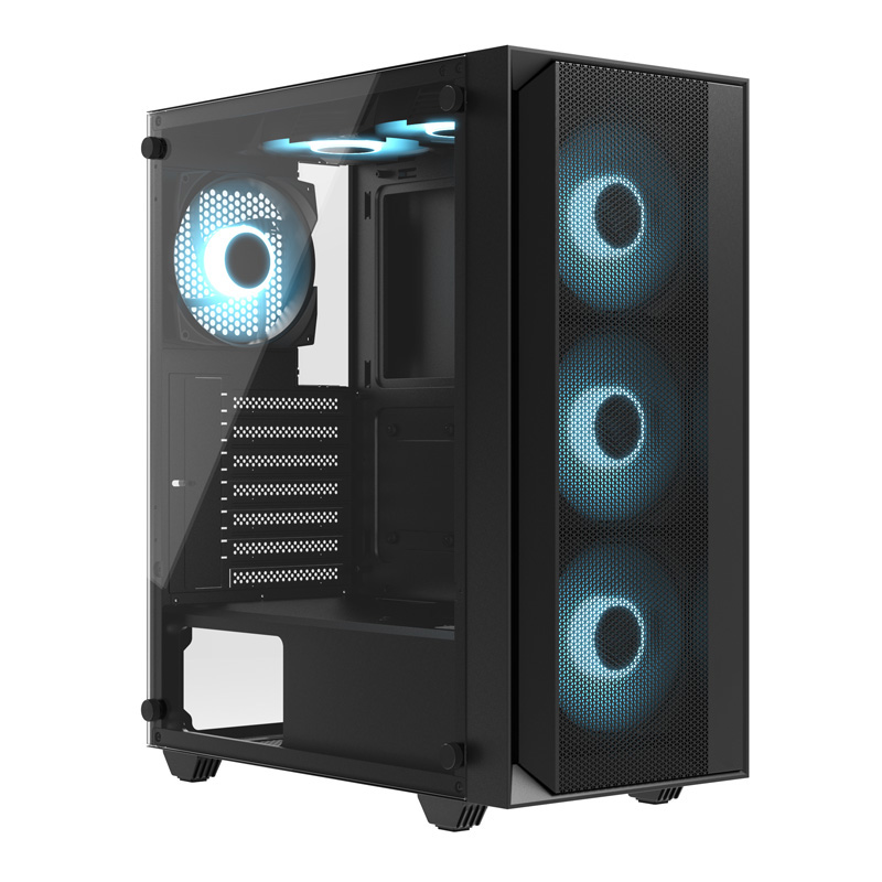 Equites 2605M RGB Tempered Glass Mid Tower ATX Case - Black