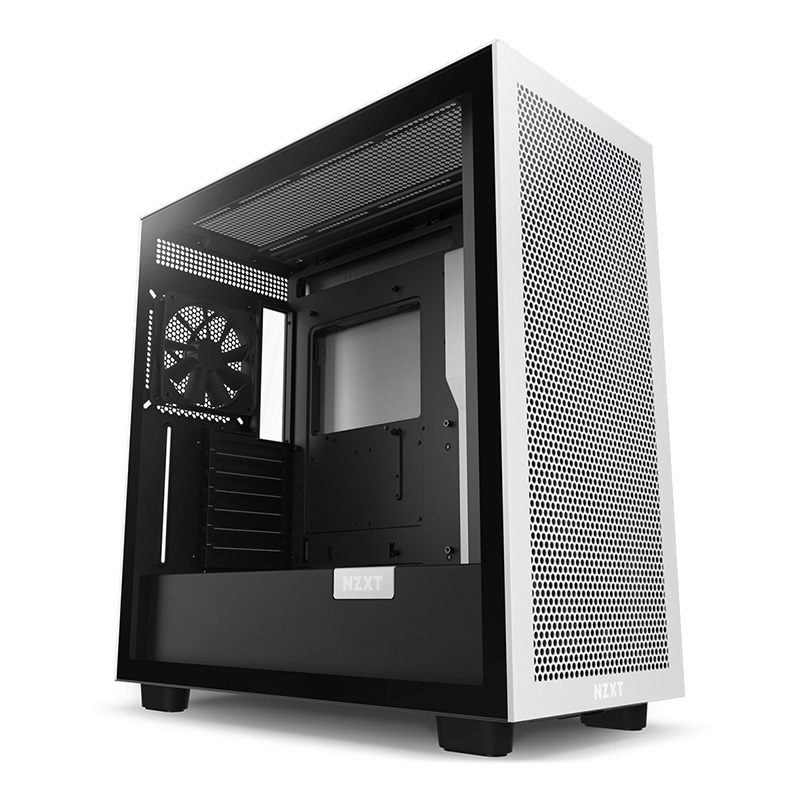 NZXT H7 V1 Flow Mid-Tower Airflow E-ATX Case - Black and White (CM-H71FG-01)