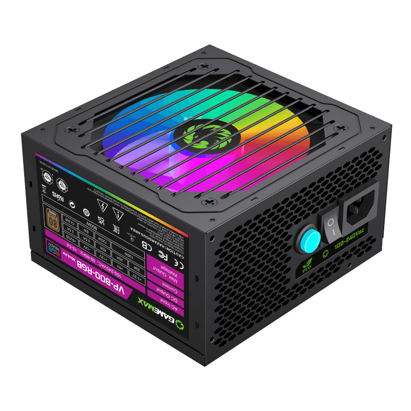 Gamemax 800W RGB Power Supply  Semi-Modular  VP-800-RGB-M White