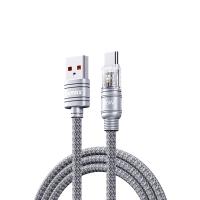 Seedream remax 100W Fast Charging Data Cable with Light for Mobile Phone Tablet Speaker RC-C128 USB To C TypeA to C A-C 1.2m Silver Gray