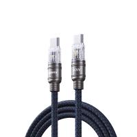 SEEDREAM 100W Fast Charging Cable Data Cable with Light for Mobile Phone Laptop Tablet Speaker RC-C130 Type C to C C-C 1.2m Blue