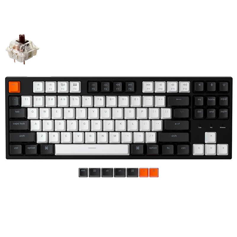 Keychron C1 USB Wired Keyboard Hot-Swappable Gateron RGB Backlit TKL Mechanical Keyboard - Brown Switch (KBKCC1H3BROWN)