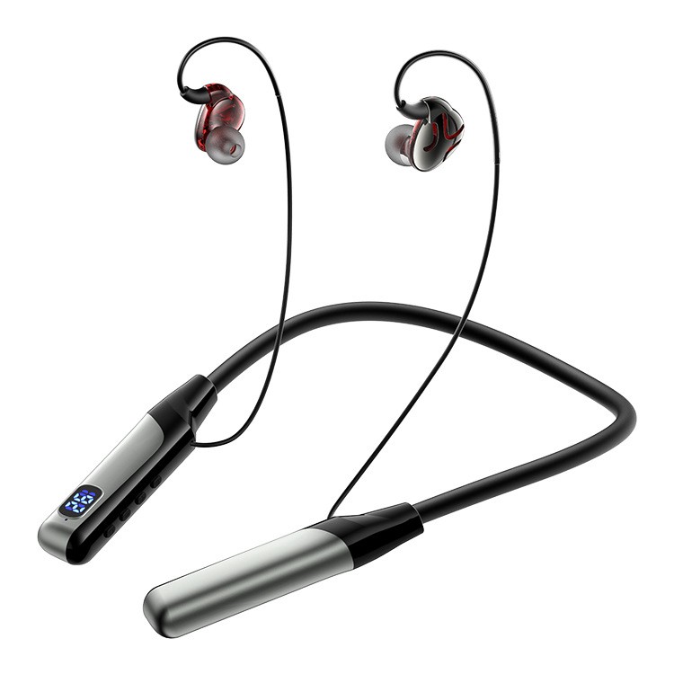 H6 Bluetooth-compatible Earphone Wireless Headphone Magnetic Sport Neckband Neck-hanging TWS Earbuds Wireless Headset with Mic Black