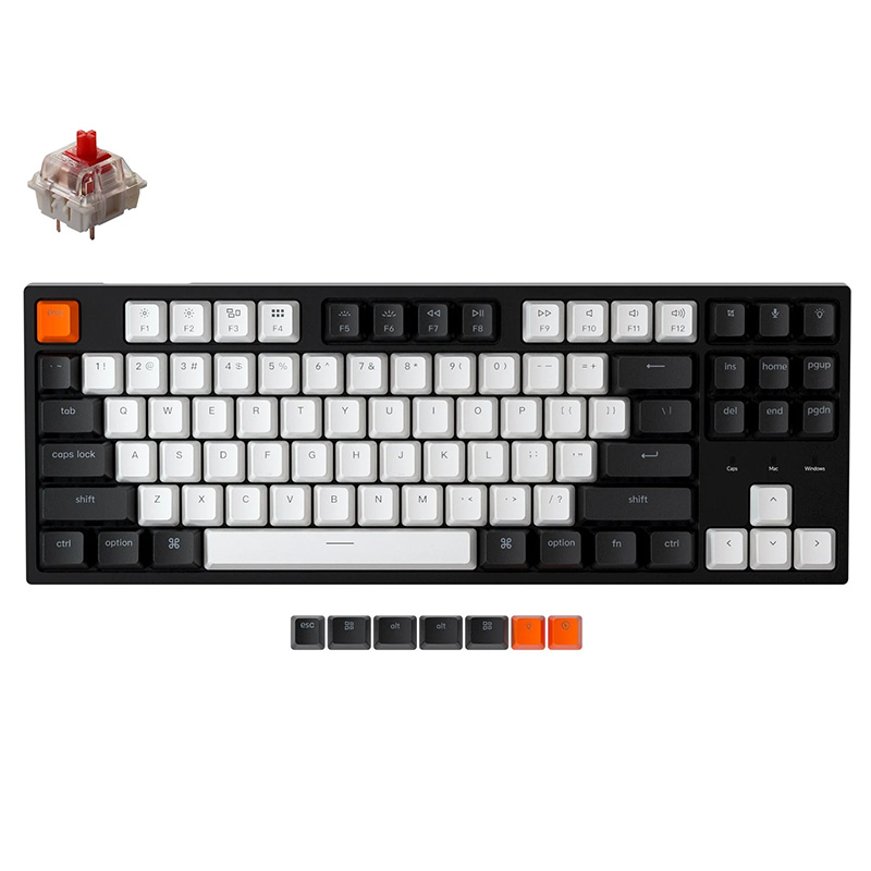 Keychron C1 USB Wired Keyboard Hot-Swappable Gateron RGB Backlit TKL Mechanical Keyboard - Red Switch (KBKCC1H1RED)