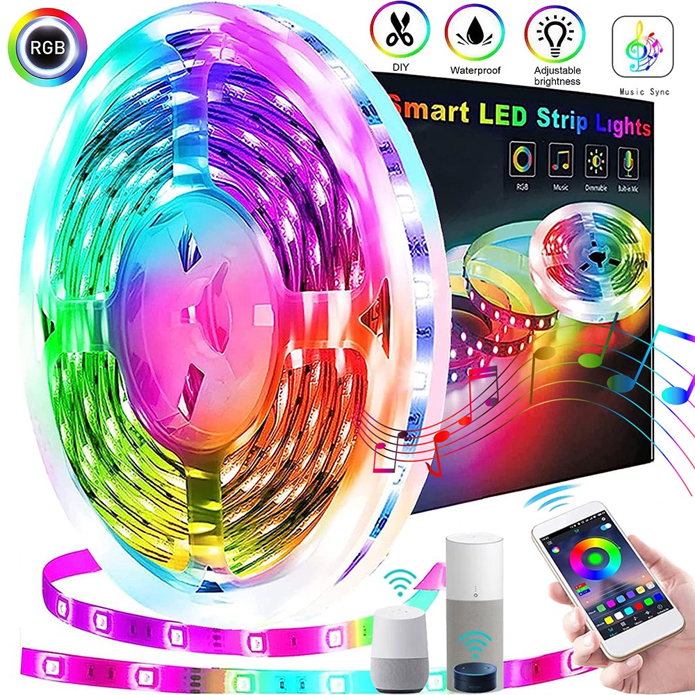 Led Strip Lights Smart WiFi Strip Lights RGB Led Lights App/Voice Control and Music Sync Work with Alexa and Google Assistant, Home Decoration 16.5ft